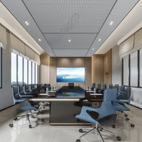 现代会议室3D模型下载